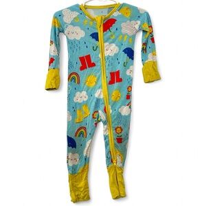 Little Sleepies Sun Showers Zippy Bamboo Pajamas 3-6 Month Rainbow Umbrella Rain